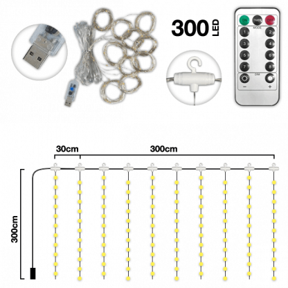 Zářící LED závěs 1+1 ZDARMA